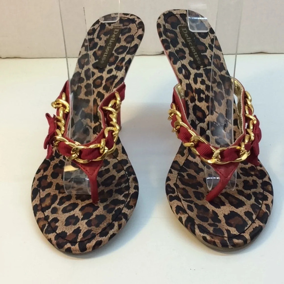 Delicious Red, Gold& Leopard Sandals with Red Sole - Picture 4 of 16